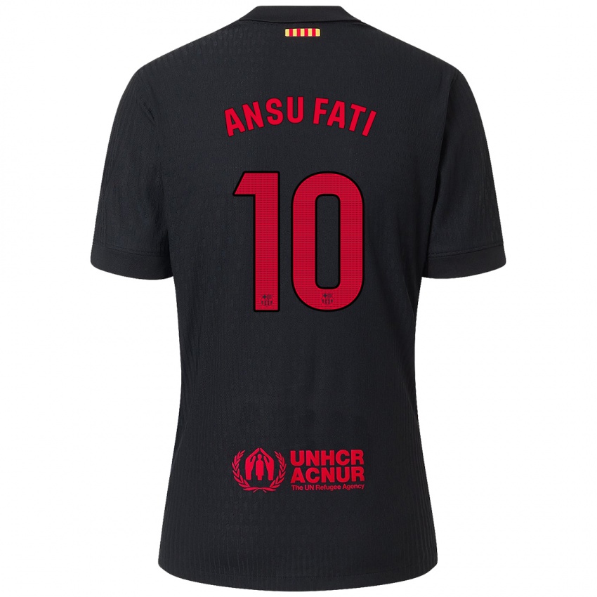 Børn Ansu Fati #10 Sort Rød Udebane Spillertrøjer 2024/25 Trøje T-Shirt