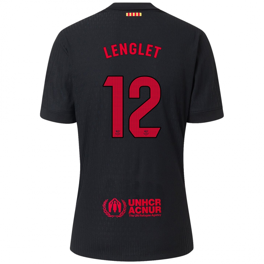 Børn Clement Lenglet #12 Sort Rød Udebane Spillertrøjer 2024/25 Trøje T-Shirt