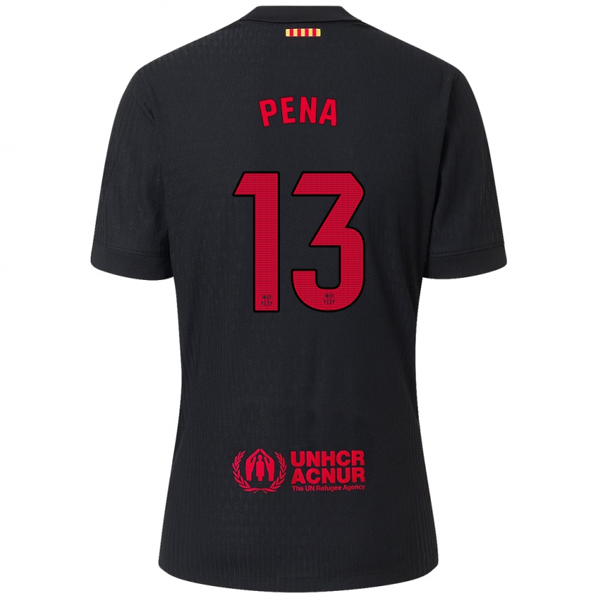 Børn Inaki Pena #13 Sort Rød Udebane Spillertrøjer 2024/25 Trøje T-Shirt