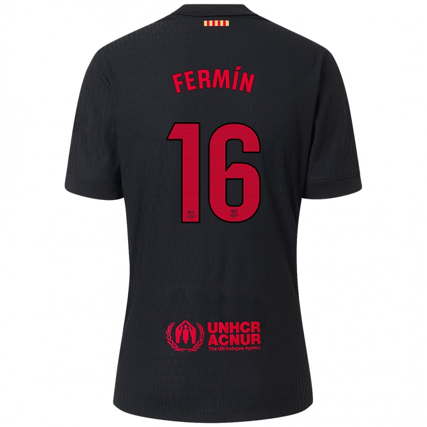 Børn Fermin Lopez #16 Sort Rød Udebane Spillertrøjer 2024/25 Trøje T-Shirt