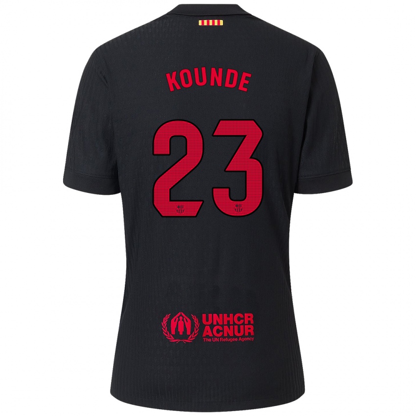 Børn Jules Kounde #23 Sort Rød Udebane Spillertrøjer 2024/25 Trøje T-Shirt