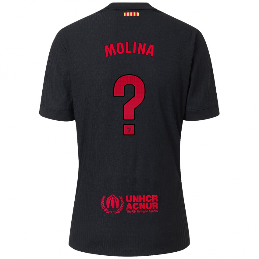 Børn Jan Molina #0 Sort Rød Udebane Spillertrøjer 2024/25 Trøje T-Shirt