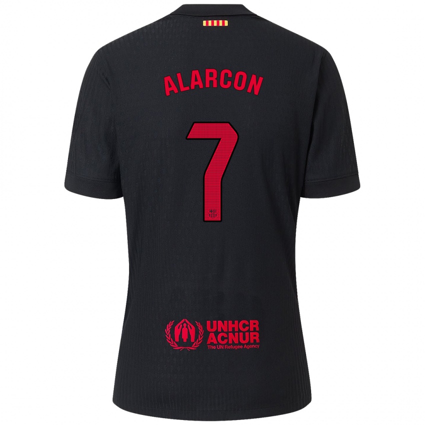 Børn Angel Alarcon #7 Sort Rød Udebane Spillertrøjer 2024/25 Trøje T-Shirt