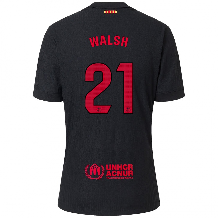 Børn Keira Walsh #21 Sort Rød Udebane Spillertrøjer 2024/25 Trøje T-Shirt