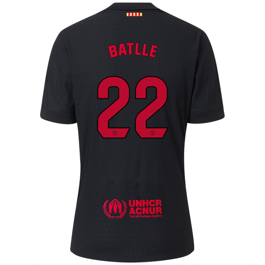 Børn Ona Batlle #22 Sort Rød Udebane Spillertrøjer 2024/25 Trøje T-Shirt