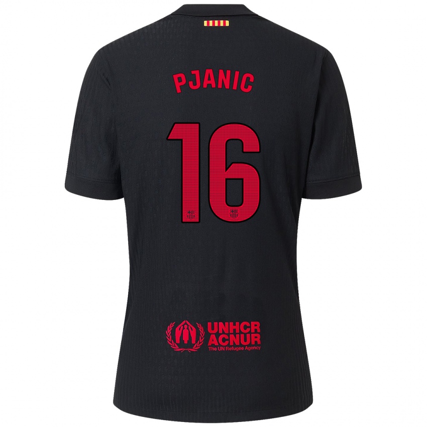 Børn Miralem Pjanic #16 Sort Rød Udebane Spillertrøjer 2024/25 Trøje T-Shirt