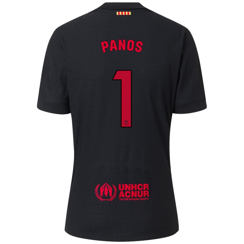 Børn Sandra Panos #1 Sort Rød Udebane Spillertrøjer 2024/25 Trøje T-Shirt