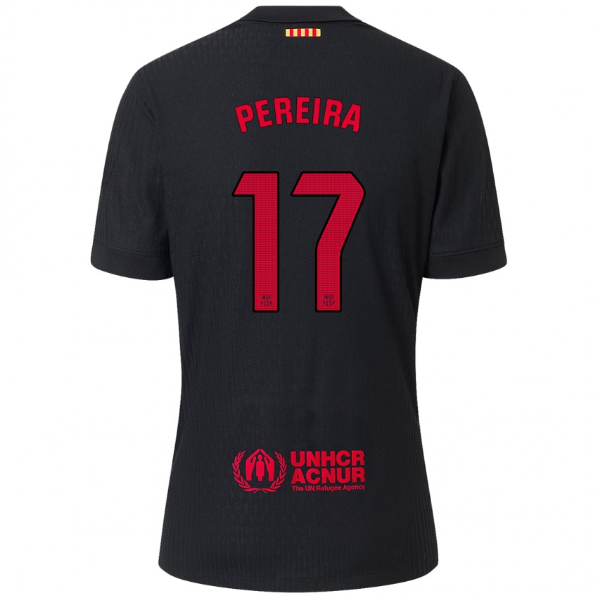 Børn Andrea Pereira #17 Sort Rød Udebane Spillertrøjer 2024/25 Trøje T-Shirt