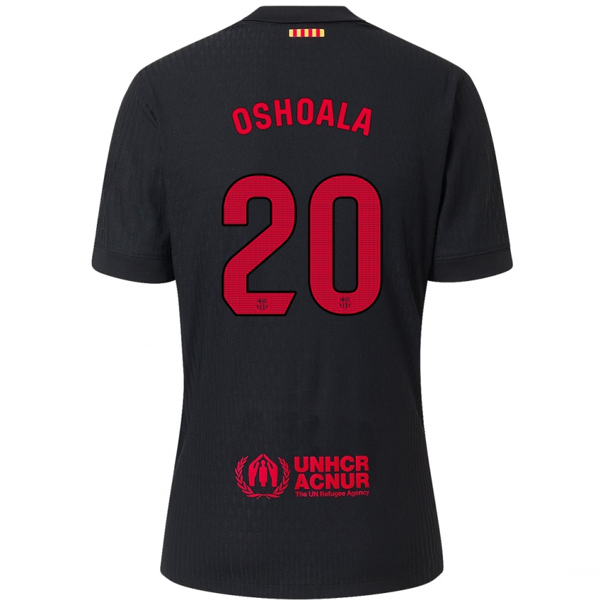 Børn Asisat Oshoala #20 Sort Rød Udebane Spillertrøjer 2024/25 Trøje T-Shirt