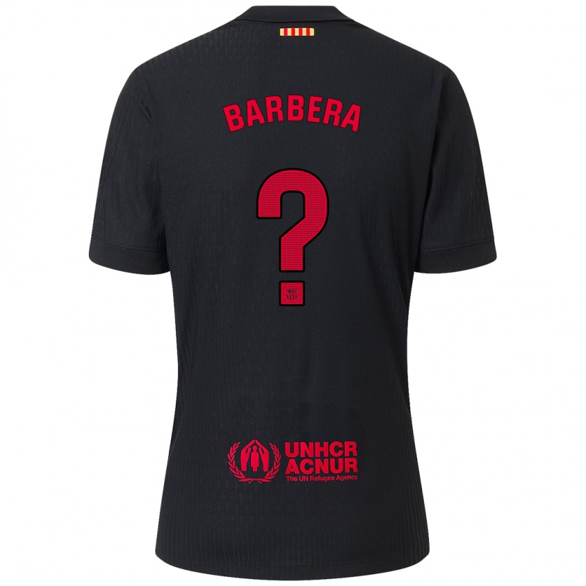 Børn Victor Barbera #0 Sort Rød Udebane Spillertrøjer 2024/25 Trøje T-Shirt