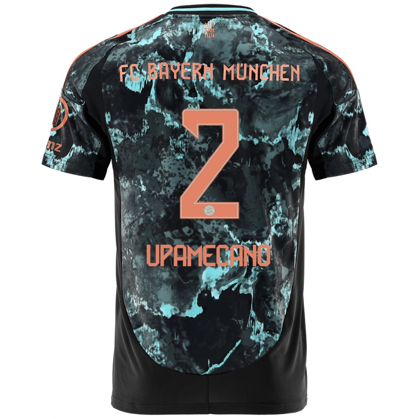 Børn Dayot Upamecano #2 Sort Udebane Spillertrøjer 2024/25 Trøje T-Shirt