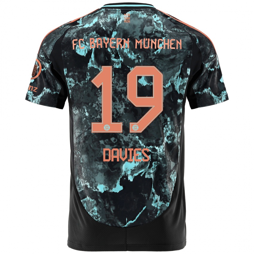 Børn Alphonso Davies #19 Sort Udebane Spillertrøjer 2024/25 Trøje T-Shirt