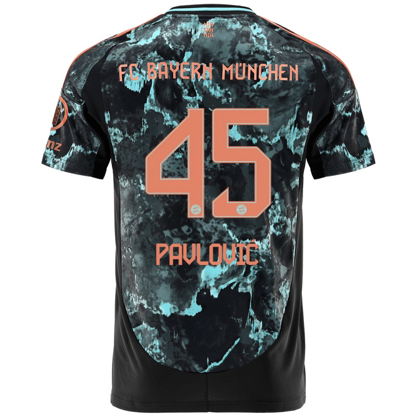 Børn Aleksandar Pavlovic #45 Sort Udebane Spillertrøjer 2024/25 Trøje T-Shirt