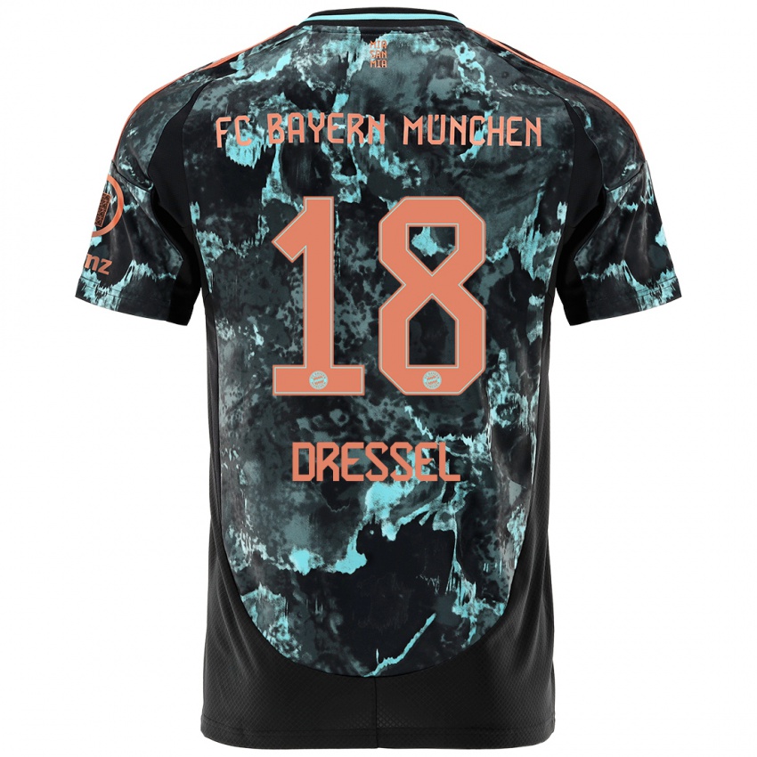 Børn Timon Dressel #18 Sort Udebane Spillertrøjer 2024/25 Trøje T-Shirt