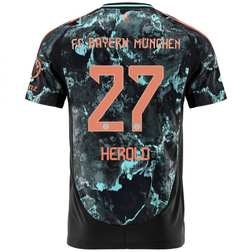 Børn David Herold #27 Sort Udebane Spillertrøjer 2024/25 Trøje T-Shirt