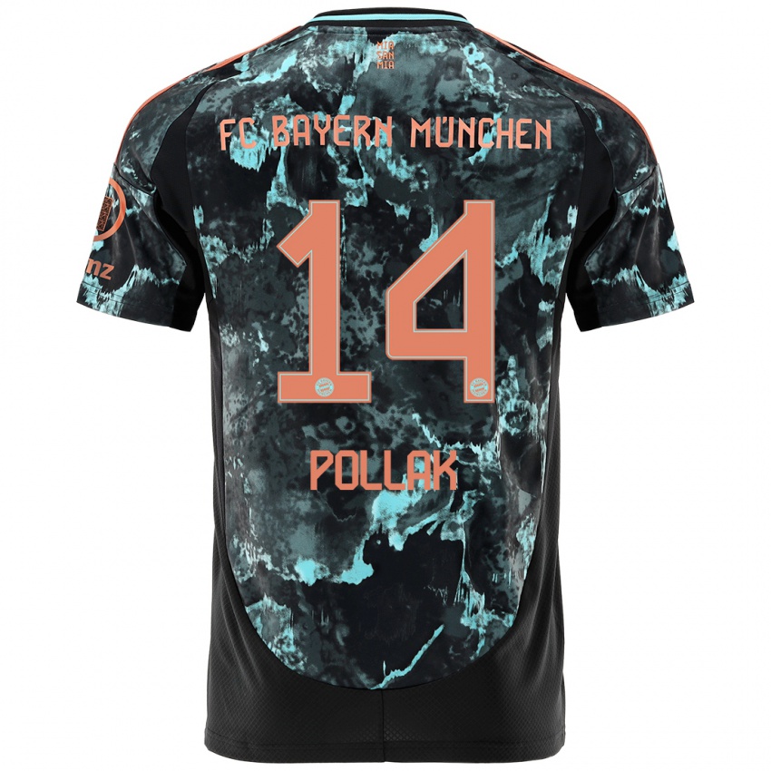 Børn Florian Pollak #14 Sort Udebane Spillertrøjer 2024/25 Trøje T-Shirt