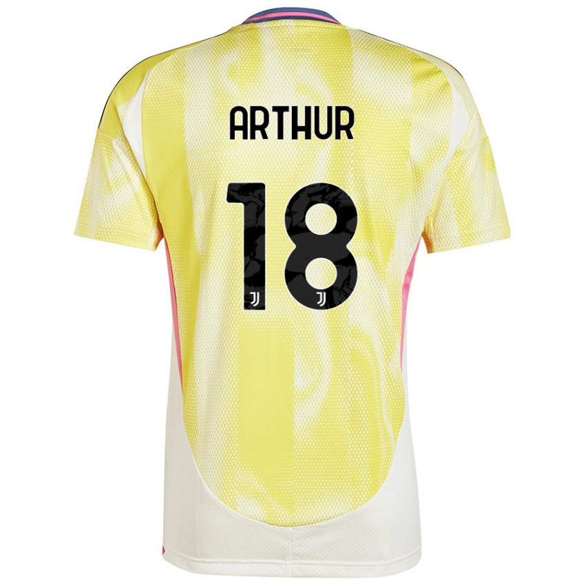 Børn Arthur Melo #18 Solgul Udebane Spillertrøjer 2024/25 Trøje T-Shirt