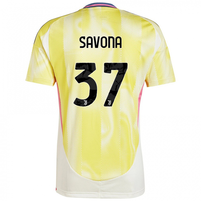 Børn Nicolo Savona #37 Solgul Udebane Spillertrøjer 2024/25 Trøje T-Shirt