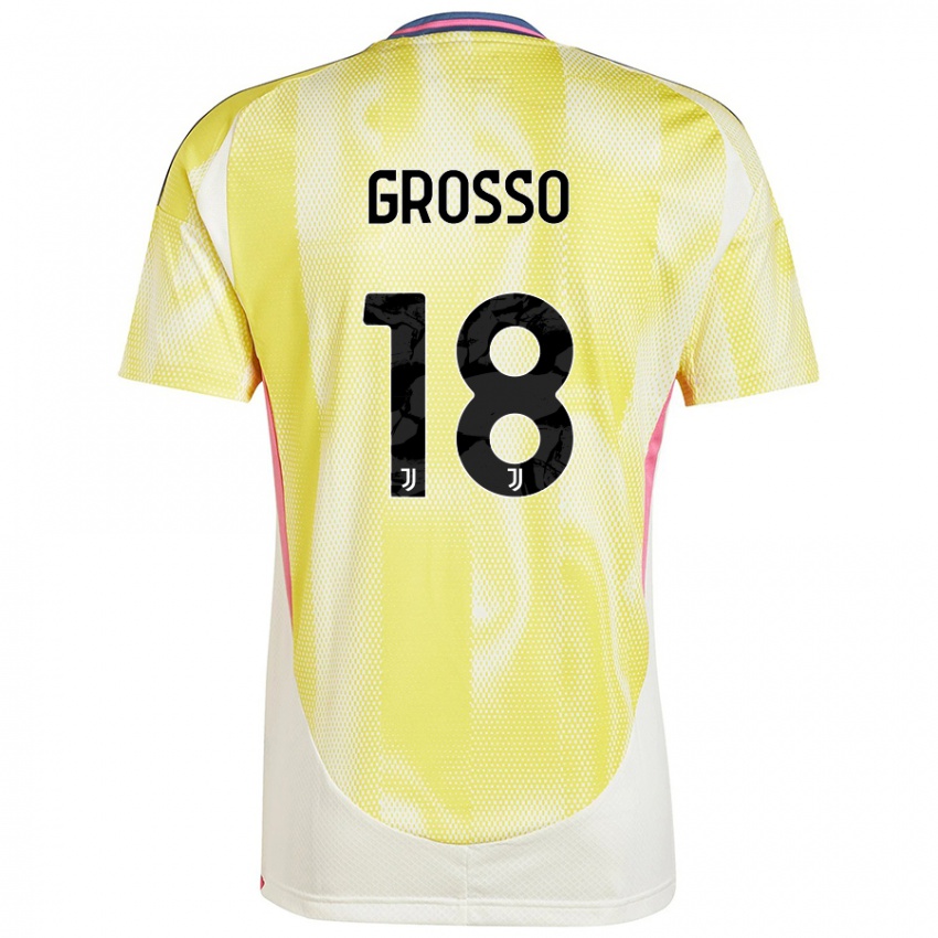 Børn Filippo Grosso #18 Solgul Udebane Spillertrøjer 2024/25 Trøje T-Shirt