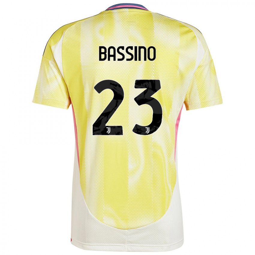 Børn Alessandro Bassino #23 Solgul Udebane Spillertrøjer 2024/25 Trøje T-Shirt