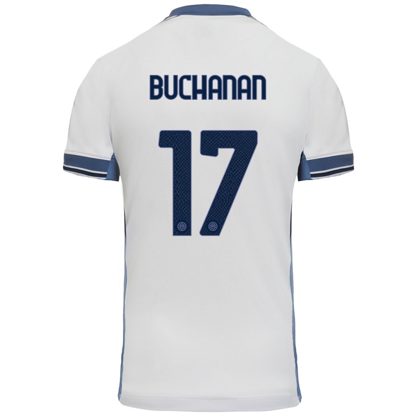 Børn Tajon Buchanan #17 Hvid Grå Udebane Spillertrøjer 2024/25 Trøje T-Shirt