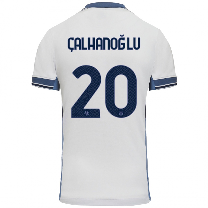 Børn Hakan Calhanoglu #20 Hvid Grå Udebane Spillertrøjer 2024/25 Trøje T-Shirt