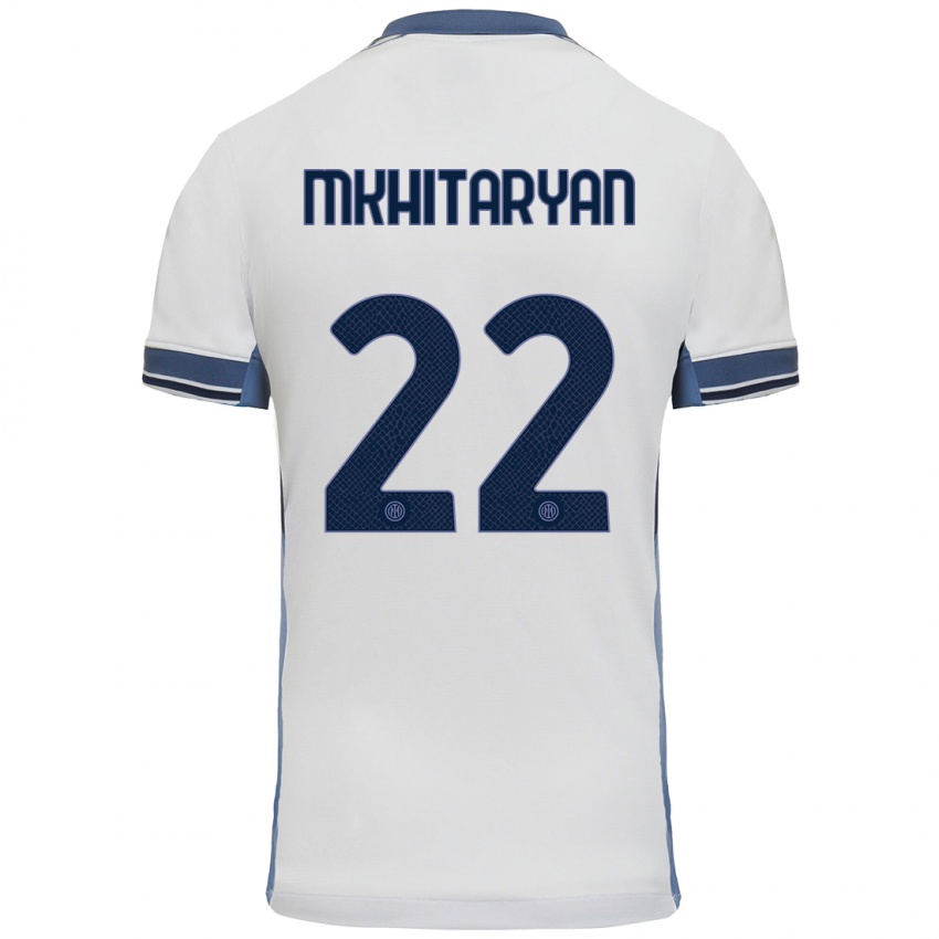 Børn Henrikh Mkhitaryan #22 Hvid Grå Udebane Spillertrøjer 2024/25 Trøje T-Shirt