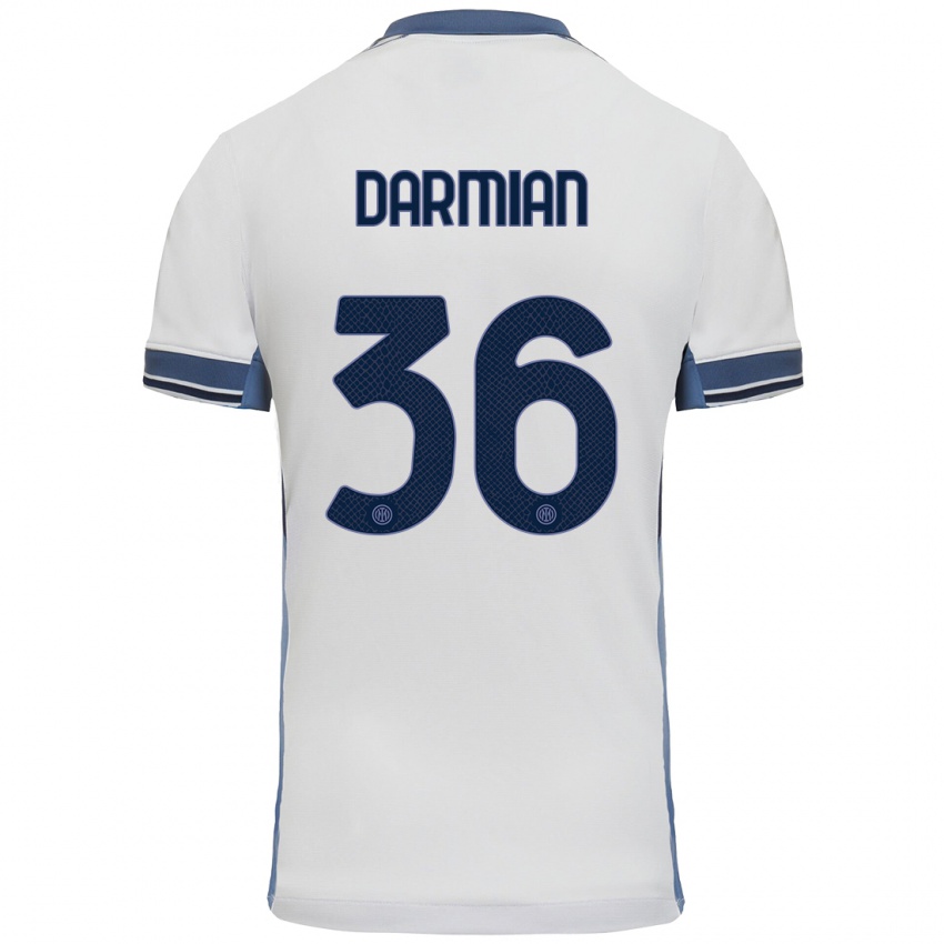 Børn Matteo Darmian #36 Hvid Grå Udebane Spillertrøjer 2024/25 Trøje T-Shirt