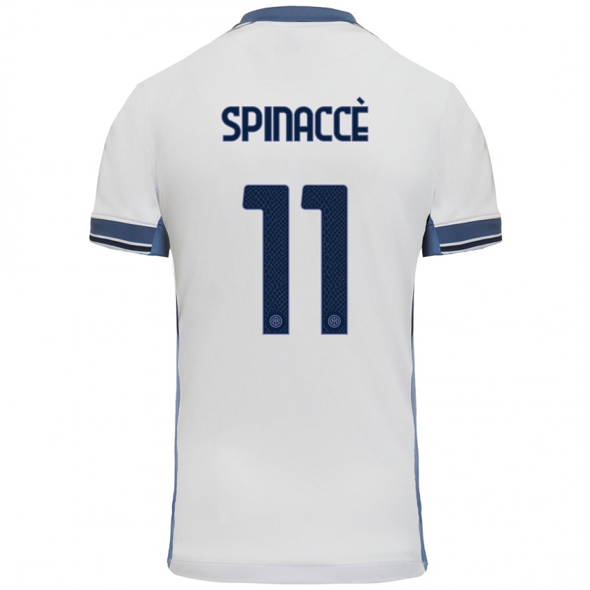 Børn Matteo Spinaccè #11 Hvid Grå Udebane Spillertrøjer 2024/25 Trøje T-Shirt