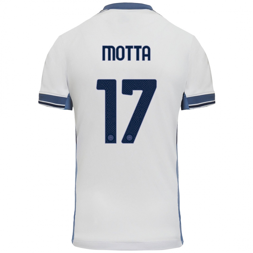 Børn Matteo Motta #17 Hvid Grå Udebane Spillertrøjer 2024/25 Trøje T-Shirt