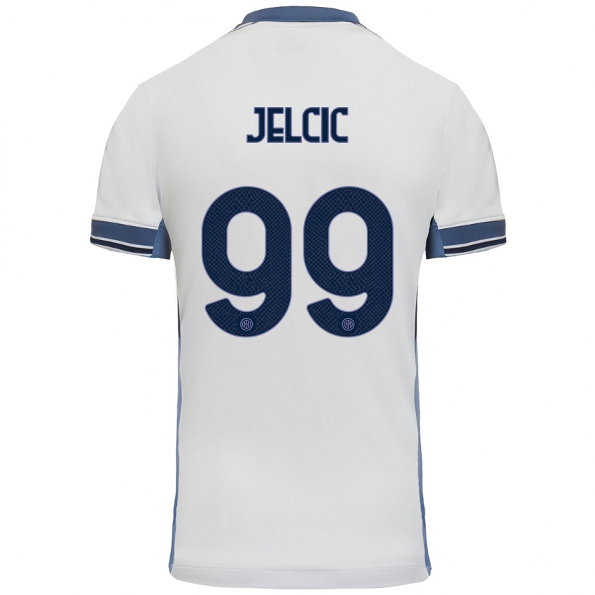 Børn Maja Jelčić #99 Hvid Grå Udebane Spillertrøjer 2024/25 Trøje T-Shirt