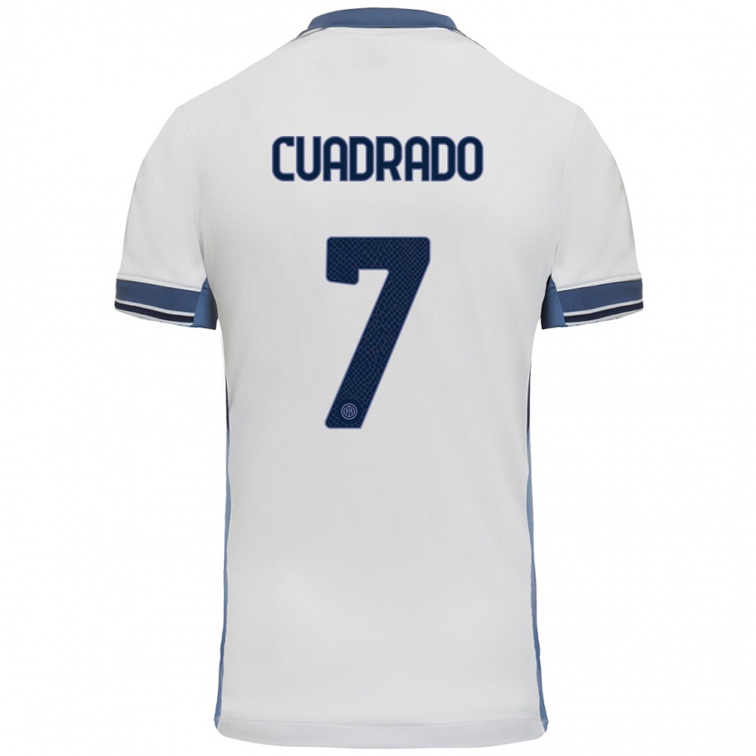 Børn Juan Cuadrado #7 Hvid Grå Udebane Spillertrøjer 2024/25 Trøje T-Shirt