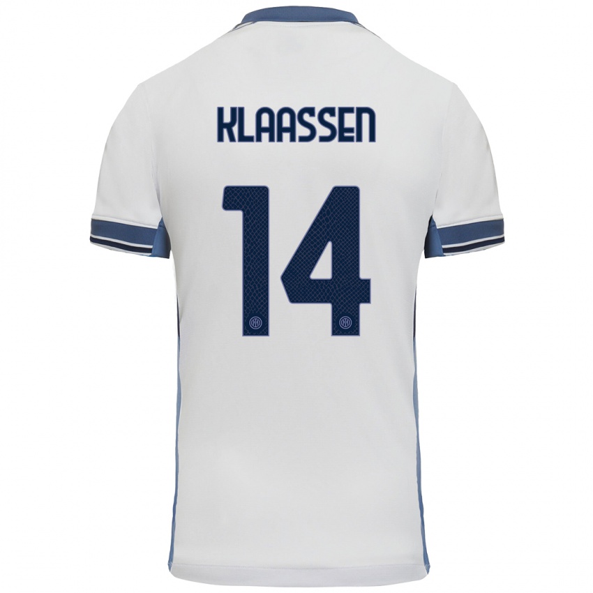 Børn Davy Klaassen #14 Hvid Grå Udebane Spillertrøjer 2024/25 Trøje T-Shirt