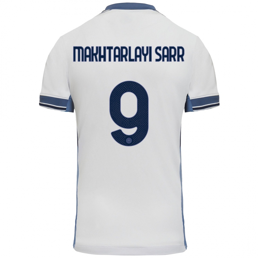 Børn Amadou Makhtarlayi Sarr #9 Hvid Grå Udebane Spillertrøjer 2024/25 Trøje T-Shirt