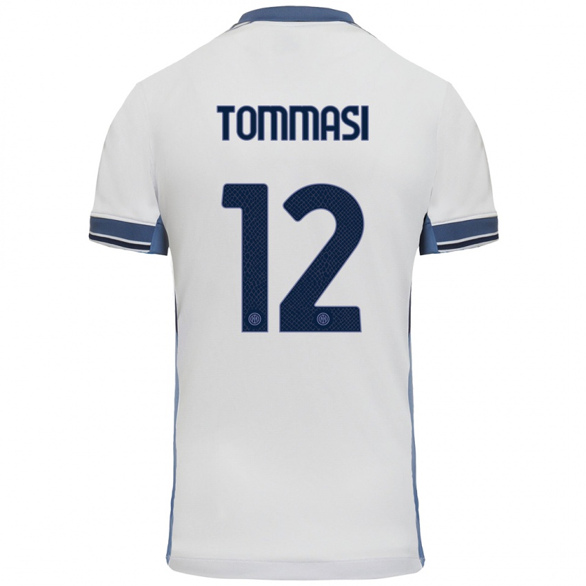 Børn Francesco Tommasi #12 Hvid Grå Udebane Spillertrøjer 2024/25 Trøje T-Shirt