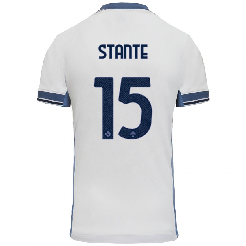 Børn Francesco Stante #15 Hvid Grå Udebane Spillertrøjer 2024/25 Trøje T-Shirt