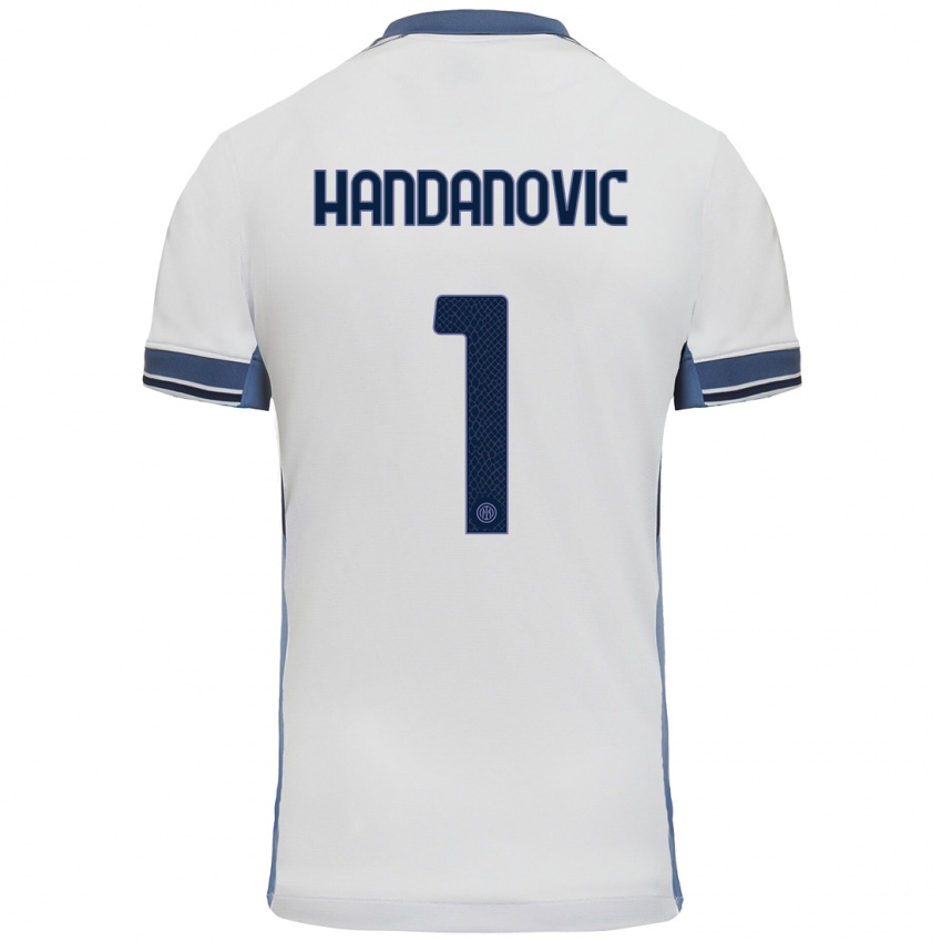 Børn Samir Handanovic #1 Hvid Grå Udebane Spillertrøjer 2024/25 Trøje T-Shirt