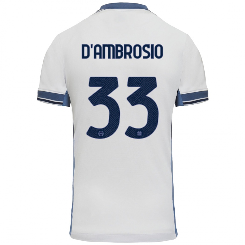 Børn Danilo D'ambrosio #33 Hvid Grå Udebane Spillertrøjer 2024/25 Trøje T-Shirt