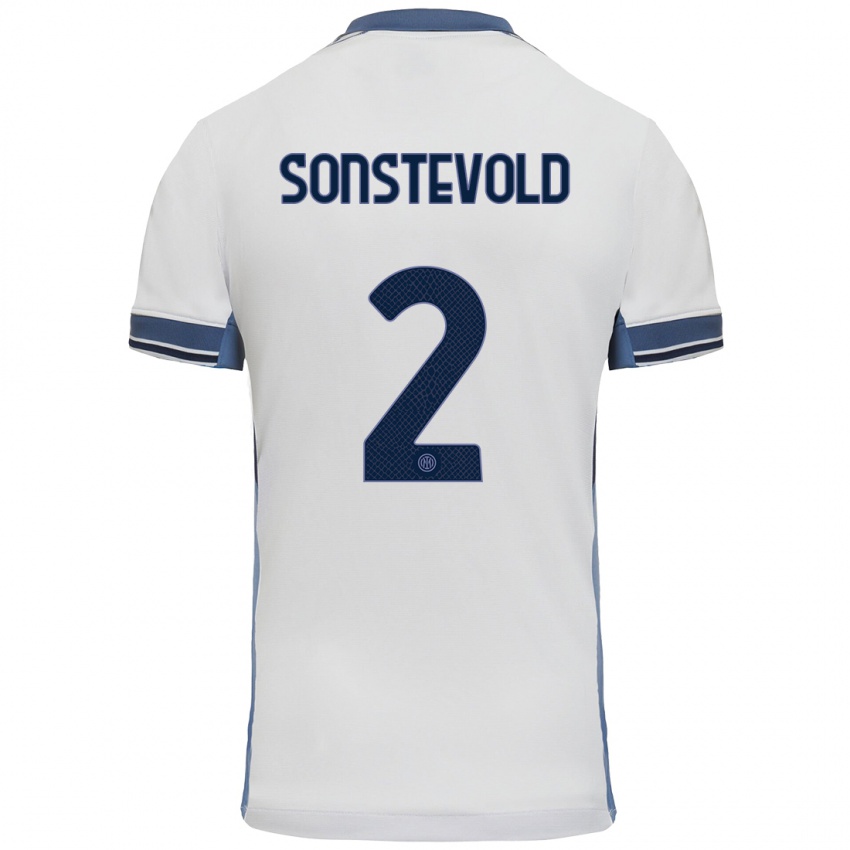 Børn Anja Sonstevold #2 Hvid Grå Udebane Spillertrøjer 2024/25 Trøje T-Shirt