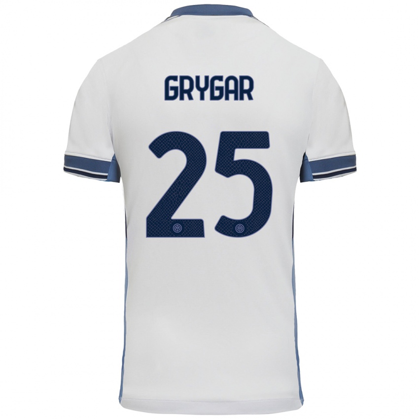 Børn Samuel Grygar #25 Hvid Grå Udebane Spillertrøjer 2024/25 Trøje T-Shirt