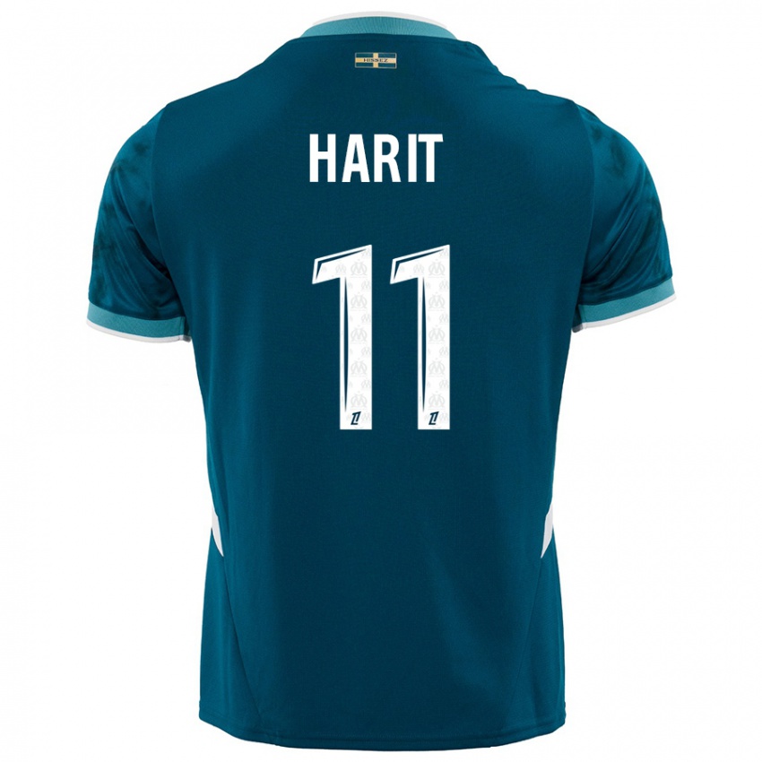 Børn Amine Harit #11 Turkis Blå Udebane Spillertrøjer 2024/25 Trøje T-Shirt