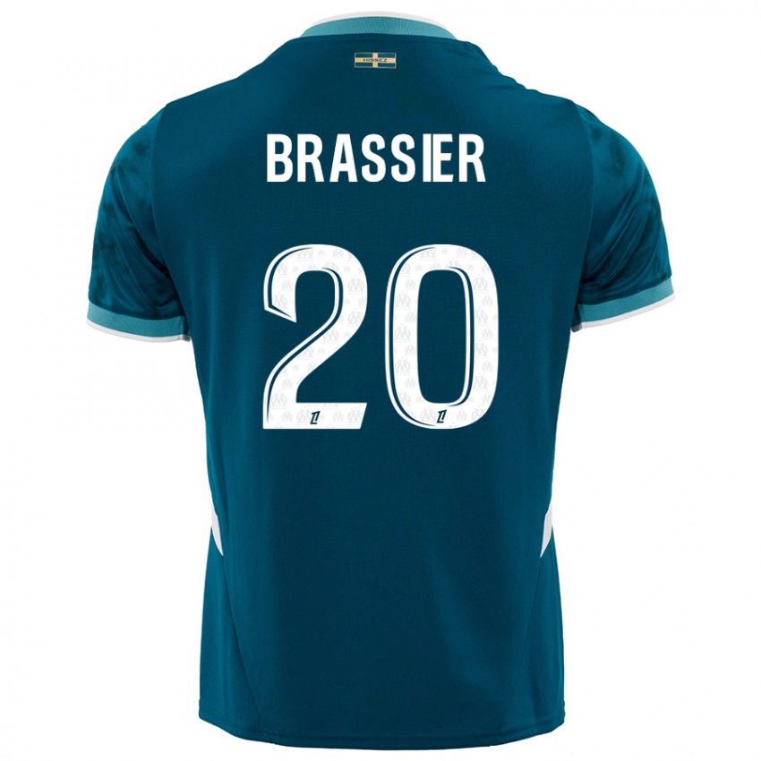 Børn Lilian Brassier #20 Turkis Blå Udebane Spillertrøjer 2024/25 Trøje T-Shirt