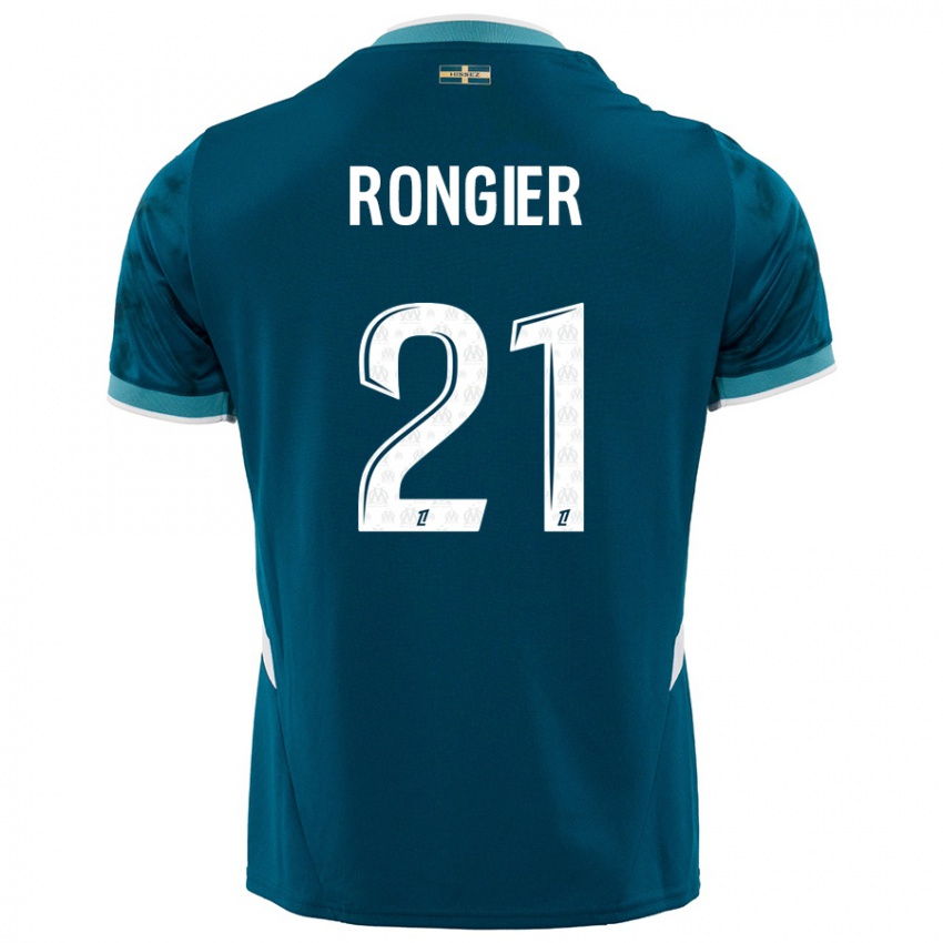 Børn Valentin Rongier #21 Turkis Blå Udebane Spillertrøjer 2024/25 Trøje T-Shirt