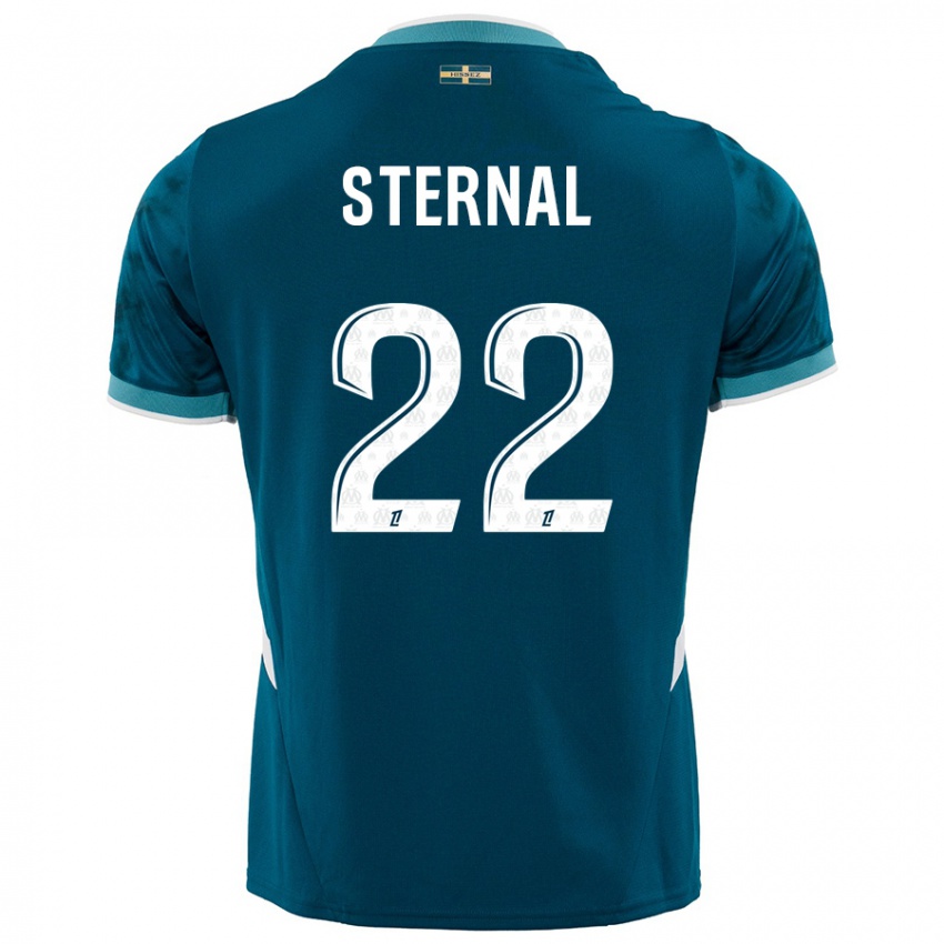 Børn Enzo Sternal #22 Turkis Blå Udebane Spillertrøjer 2024/25 Trøje T-Shirt