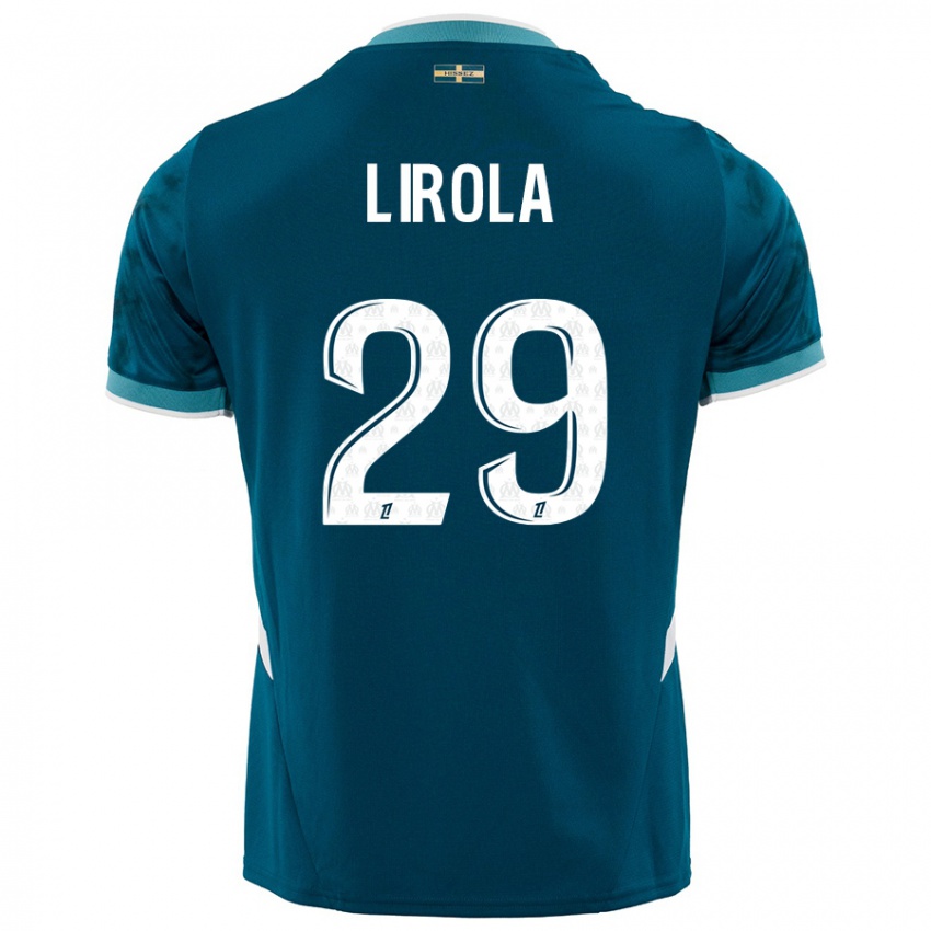 Børn Pol Lirola #29 Turkis Blå Udebane Spillertrøjer 2024/25 Trøje T-Shirt