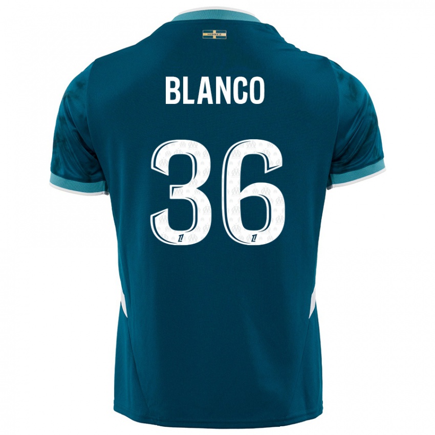 Børn Ruben Blanco #36 Turkis Blå Udebane Spillertrøjer 2024/25 Trøje T-Shirt