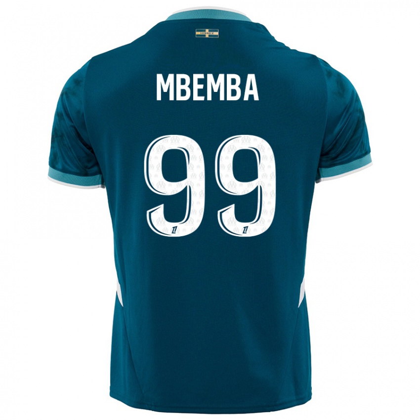 Børn Chancel Mbemba #99 Turkis Blå Udebane Spillertrøjer 2024/25 Trøje T-Shirt