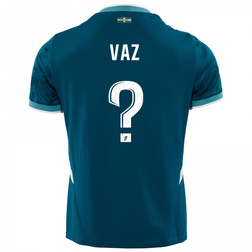 Børn Robinio Vaz #0 Turkis Blå Udebane Spillertrøjer 2024/25 Trøje T-Shirt