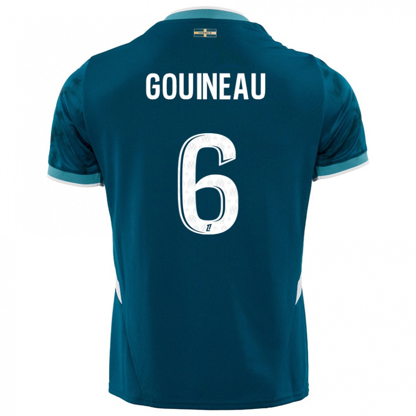 Børn Coline Gouineau #6 Turkis Blå Udebane Spillertrøjer 2024/25 Trøje T-Shirt