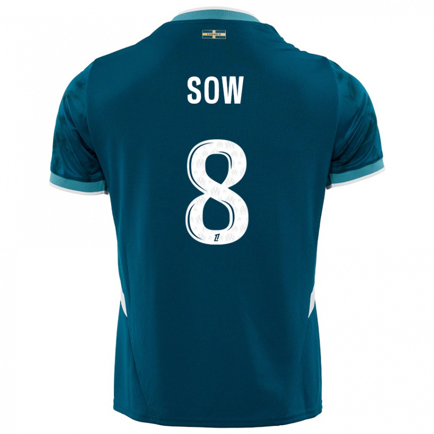 Børn Mbayang Sow #8 Turkis Blå Udebane Spillertrøjer 2024/25 Trøje T-Shirt